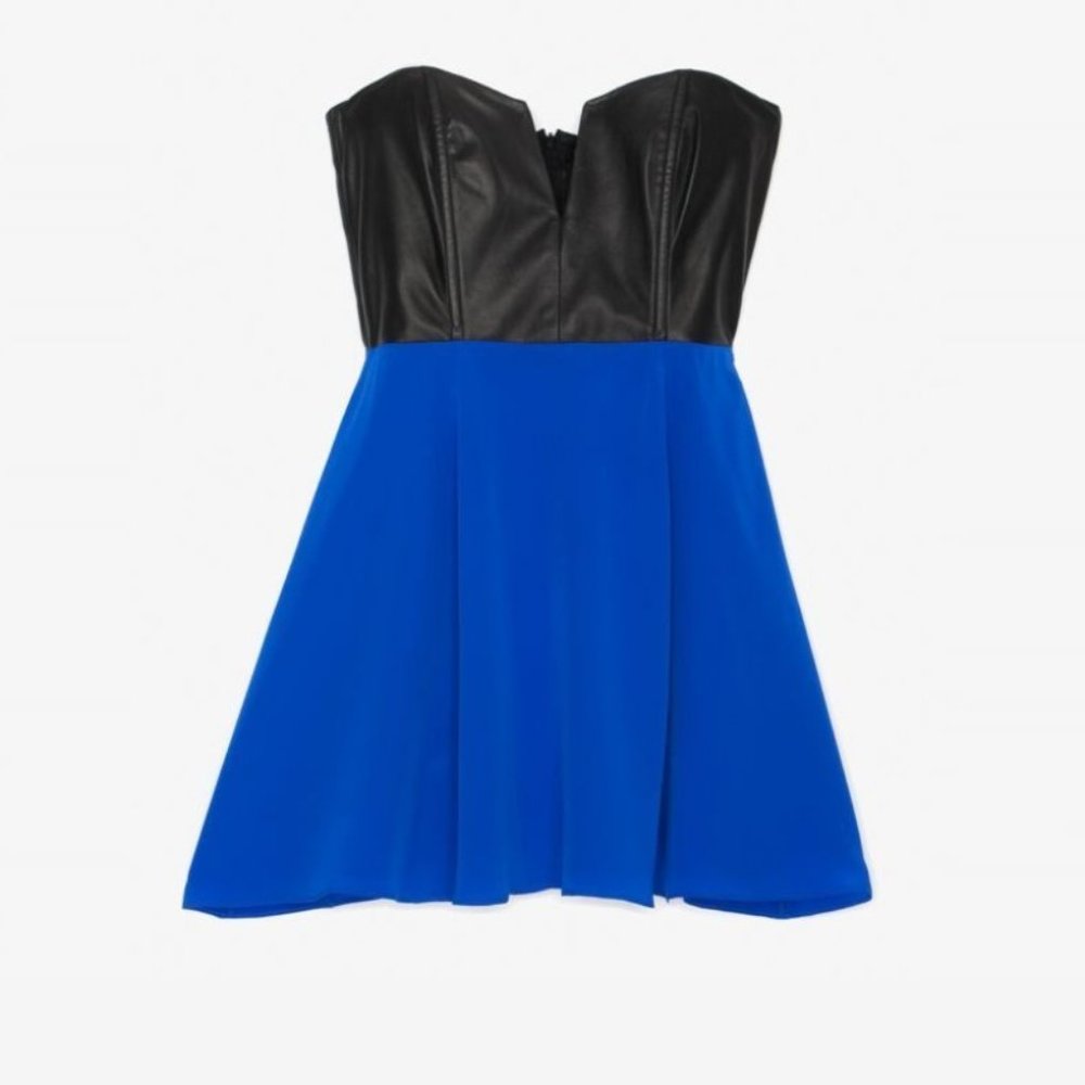 Michelle Mason Leather & Silk Corset Mini Dress